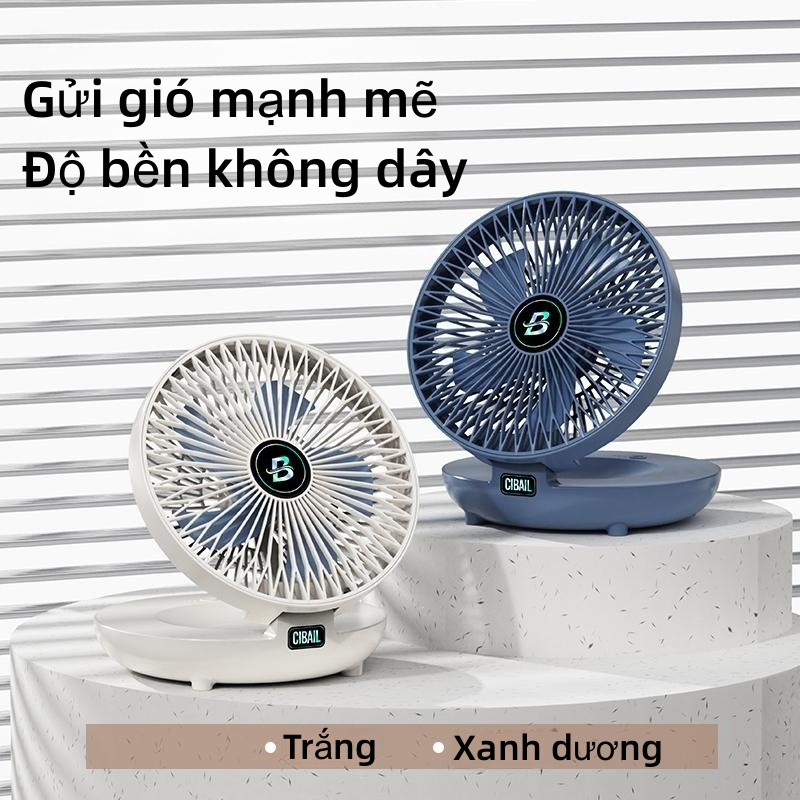 Quạt Mini Tích điện Treo Tường để Bàn 3 Tốc độ Gió Nhỏ Gọn Thiết Kế Sang Trọng Quạt Bàn Văn Phòng
