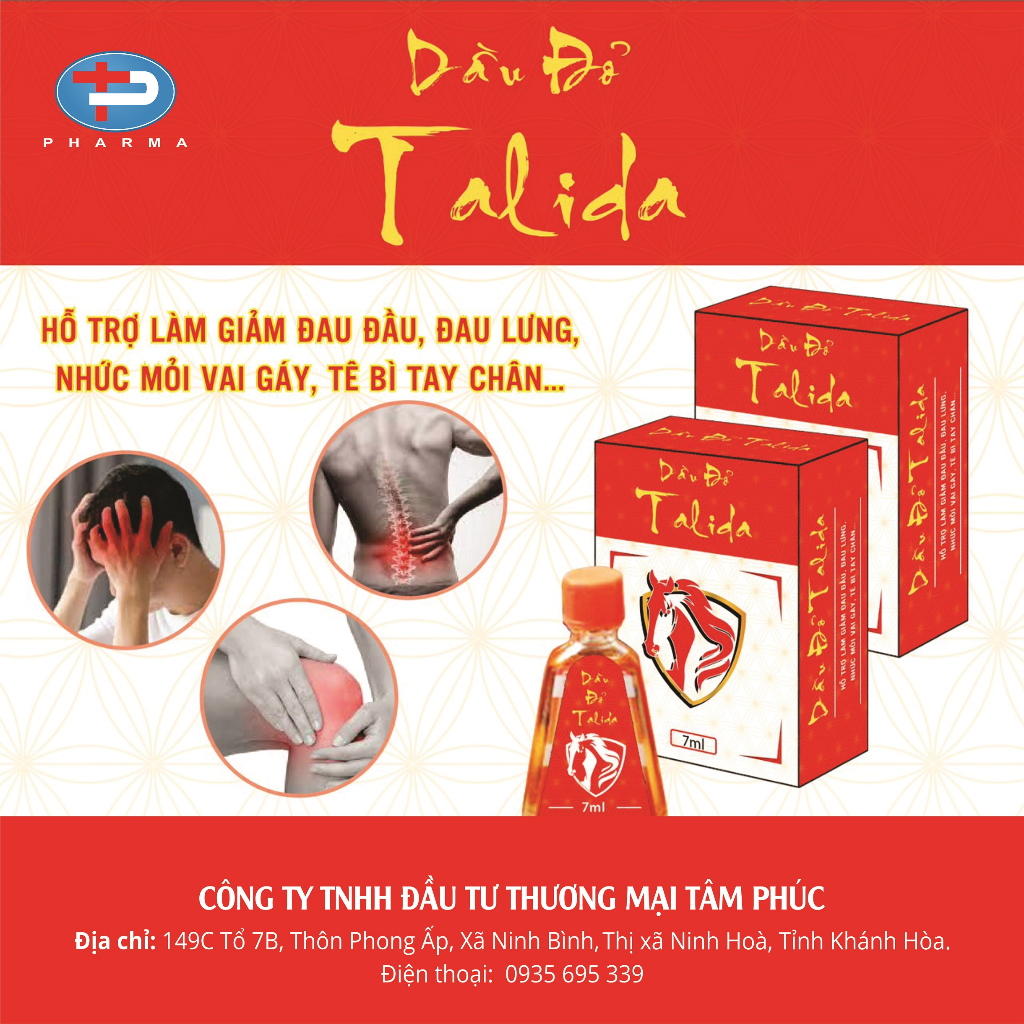 Dầu Gió Đỏ TÂM PHÚC PHARMA Chính Hãng Xoa Ấm Bụng Giảm Mẫn Ngứa Do Côn Trùng Đốt 7ml