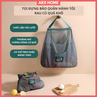 Túi đựng hành tỏi, rau củ quả khô nhà bếp, chất liệu vải lưới, treo tường tiện lợi Akii Home TD15