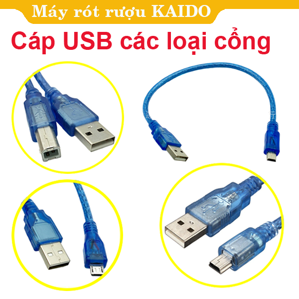 Dây cáp sạc USB A-B , Mini B, Micro B, cáp nạp Arduino , máy in, điện thoại...