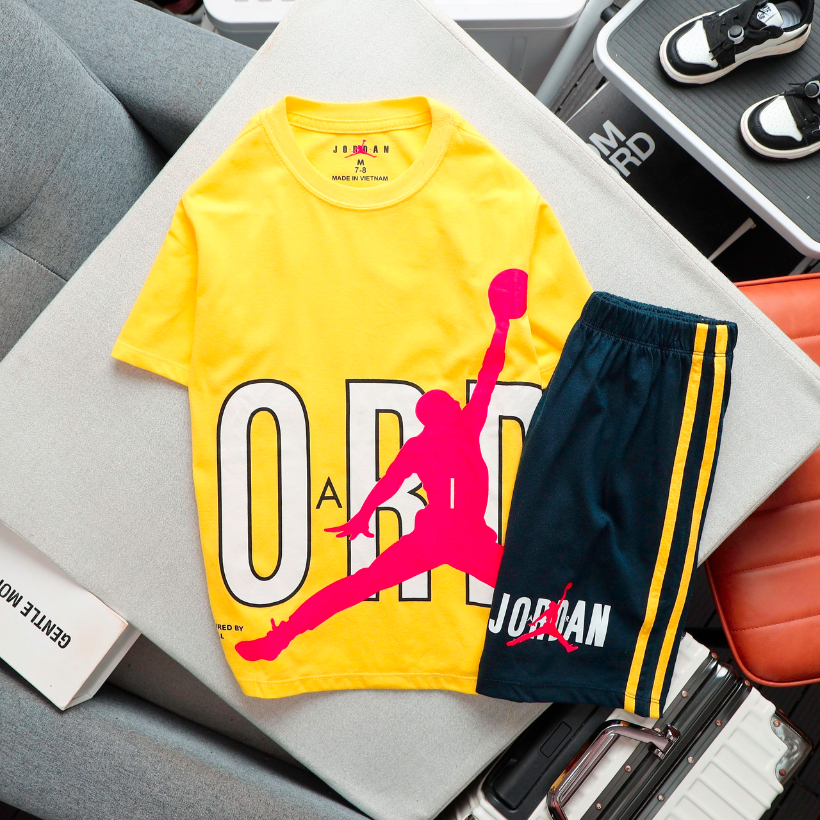 Đồ bộ bé trai logo Nike, quần áo cộc tay chất vải xịn, thấm hút mồ hôi từ 30-65 kg