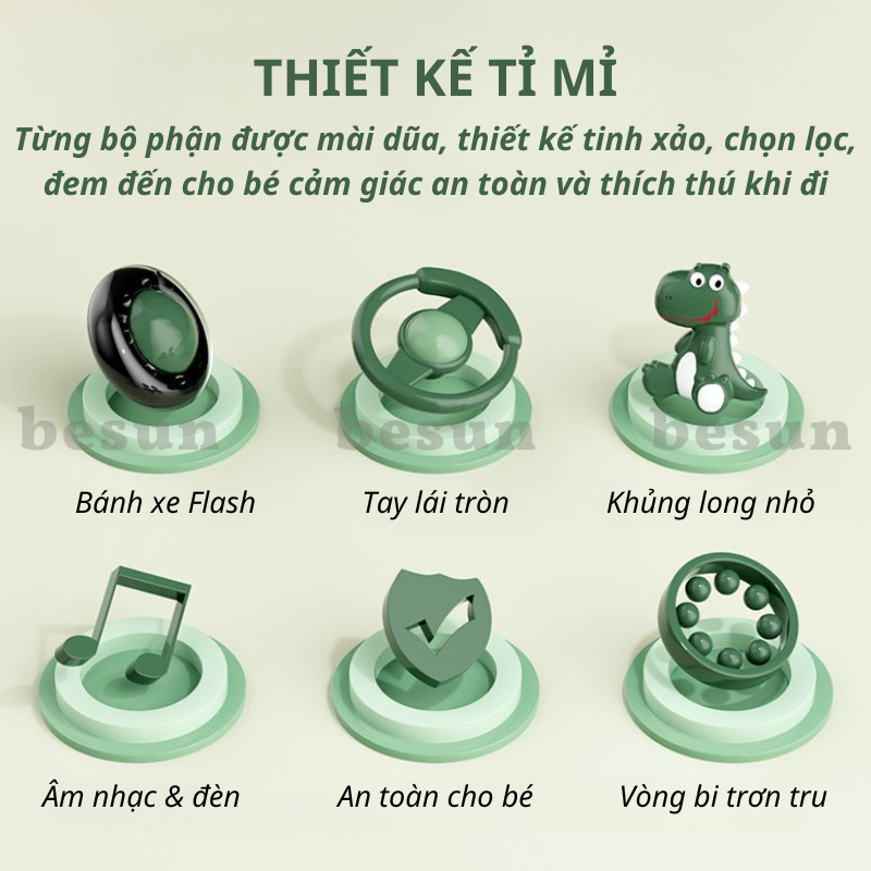 Xe lắc cho bé có đèn và nhạc BESUN KL12 chòi chân