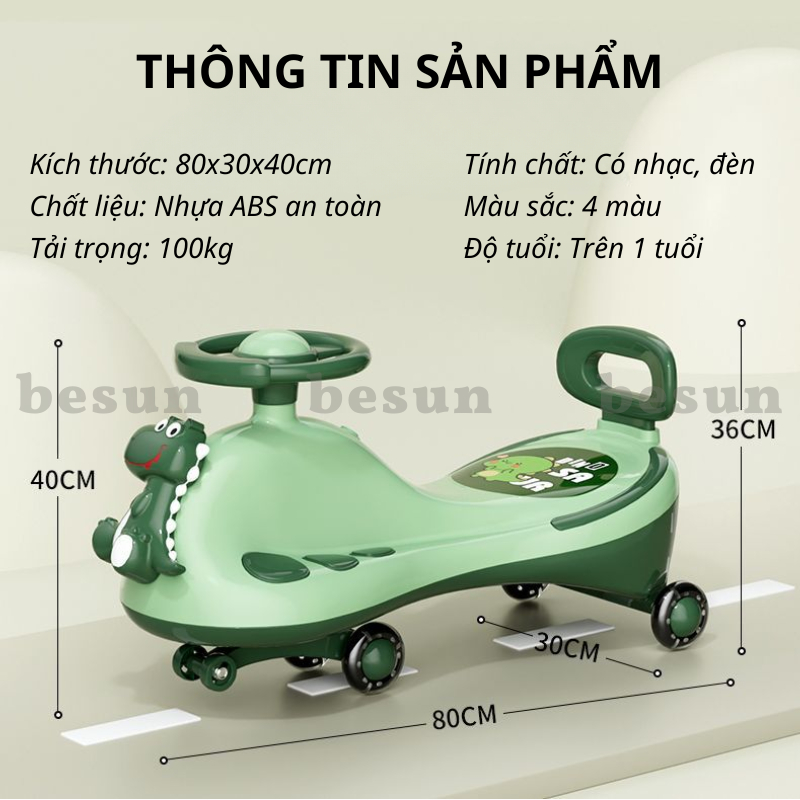 Xe lắc cho bé có đèn và nhạc BESUN KL12 chòi chân