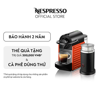 Bộ máy pha cà phê viên nén Nespresso Pixie - Đỏ & máy đánh sữa Aeroccino 3
