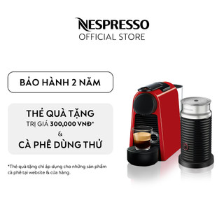 Bộ máy pha cà phê viên nén Nespresso Essenza Mini - Đỏ & máy đánh sữa Aeroccino 3