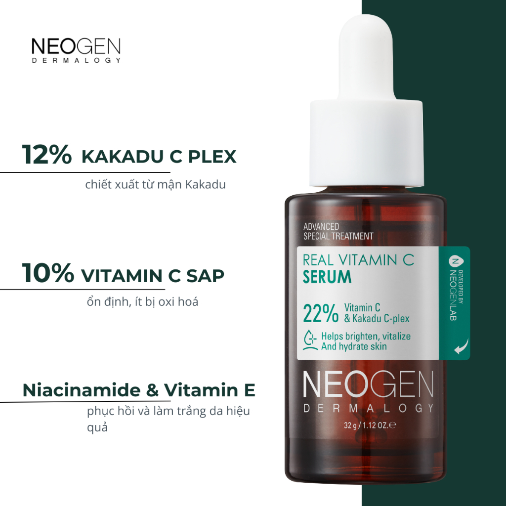 Tinh Chất Dưỡng Trắng Mờ Thâm Phục Hồi Da Nhạy Cảm Neogen Dermalogy Real Vitamin C Kakadu Serum 32g