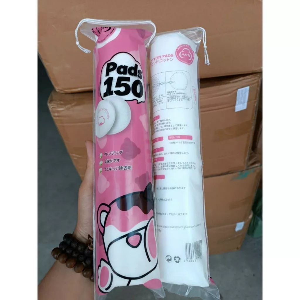 Bông Tẩy Trang Gấu Dâu LOTSO 150 Miếng Chính Hãng