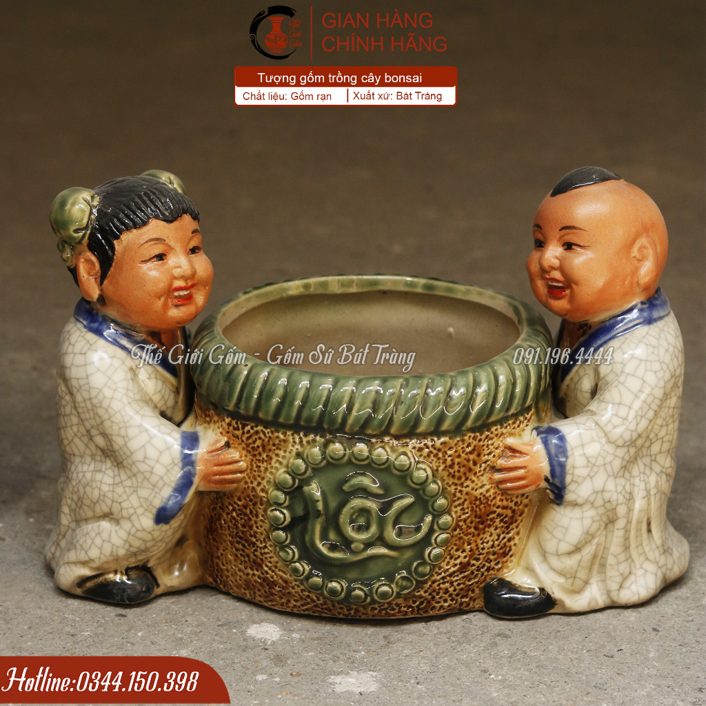 Tượng gốm trang trí tiểu cảnh - Chậu cây bonsai - Gốm Bát Tràng
