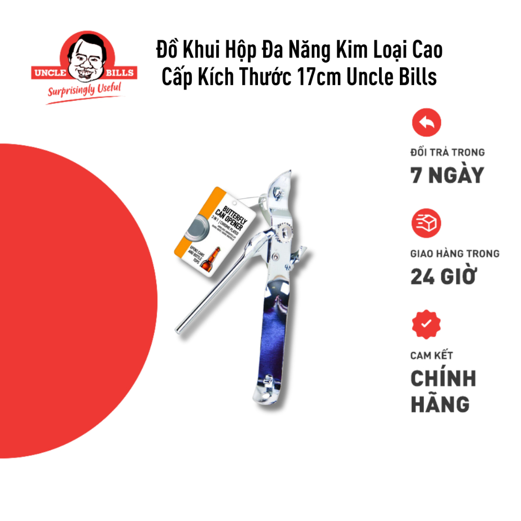 Đồ khui hộp đa năng kim loại cao cấp kích thước 17cm Uncle Bills KA0112 dụng cụ khui sữa nắp lon khui bia