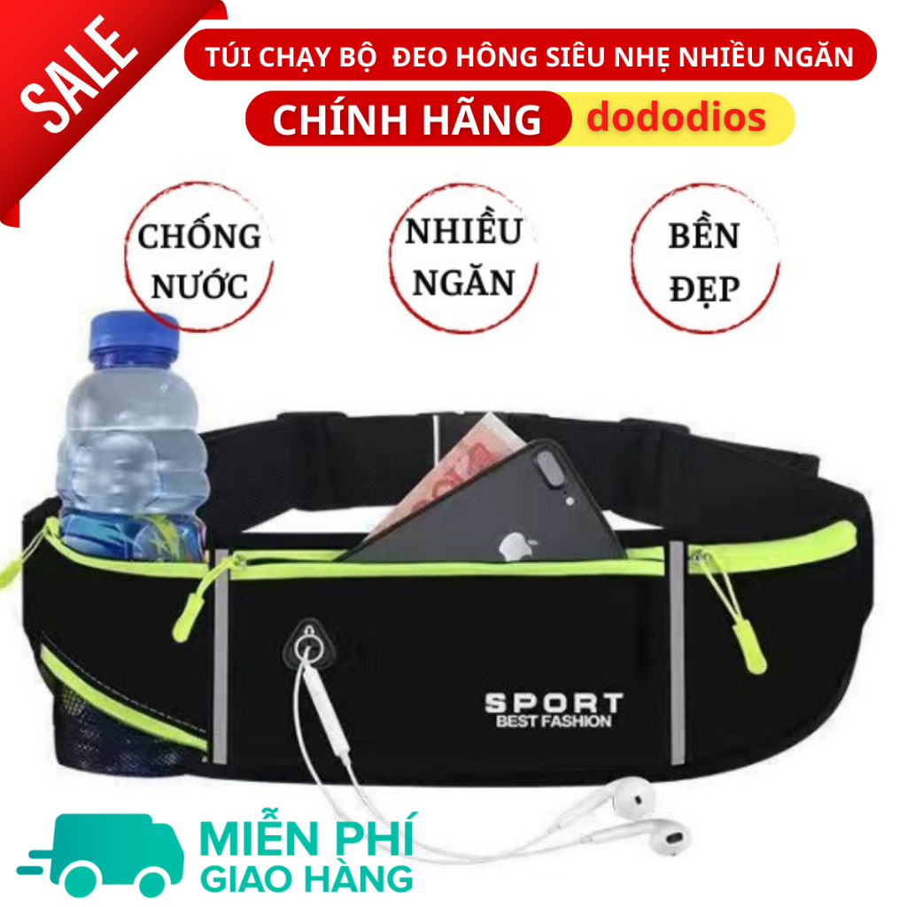 Túi Đeo Bụng Chạy Bộ dododios Chống Nước, Túi Đeo Hông Đựng Điện Thoại Có Ngăn Để Chai Nước Tập Thể Dục Mã CB2