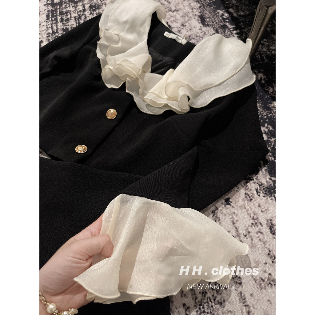 -Set áo croptop khuy đồng hàng Quảng Châu phong cách tiểu thư kèm ảnh thật