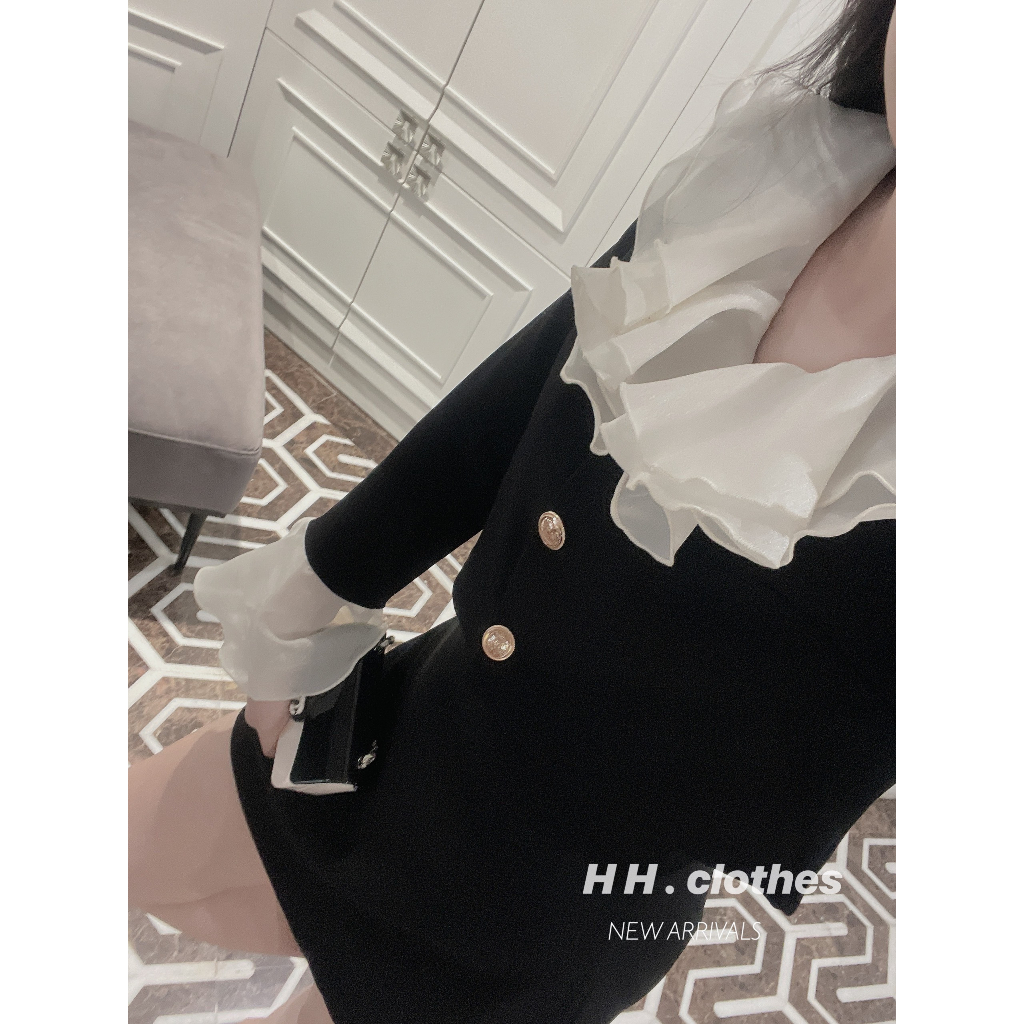 -Set áo croptop khuy đồng hàng Quảng Châu phong cách tiểu thư kèm ảnh thật