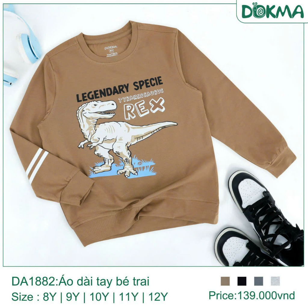 8-12Y Áo dài tay bé trai Dokma DA1882