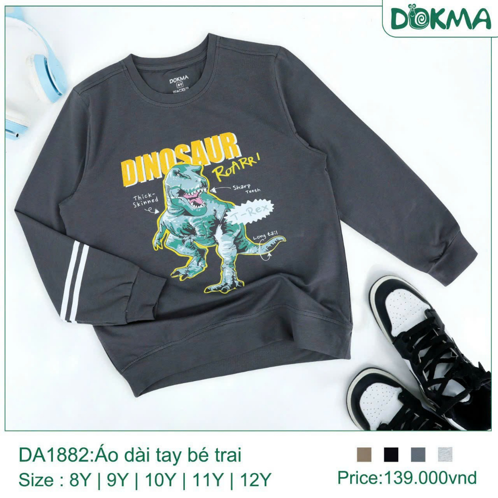 8-12Y Áo dài tay bé trai Dokma DA1882