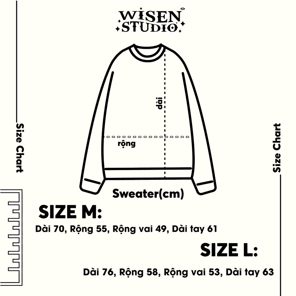 Áo sweater WISEN  nỉ bông form rộng oversize unisex mẫu THINK ABOUT