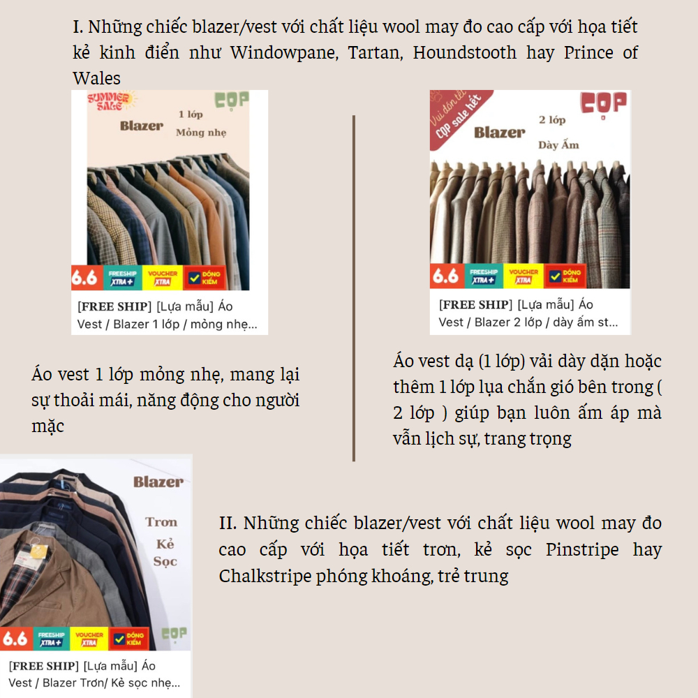 Áo Vest / Blazer style vintage, công sở - secondhand -Lựa mẫu tại danh mục Blazer/Jacket