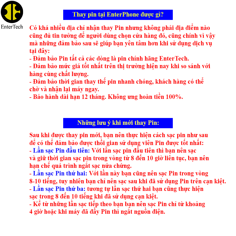 Pin dùng cho ĐT 5G/ 5S/ 5SE chính hãng EnterTech bảo hành 12 tháng.