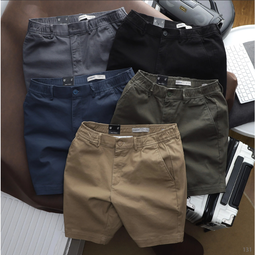 Quần short nam Khaki Casual ICONDENIM lưng thun thoải mái - QSID0131