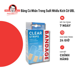 Hộp 50 Băng Cá Nhân Trong Suốt Nhiều Kích Cỡ Uncle Bills AG0365 Loại Trong Suốt, Băng Dán Vết Thương Cá Nhân Trong Suốt