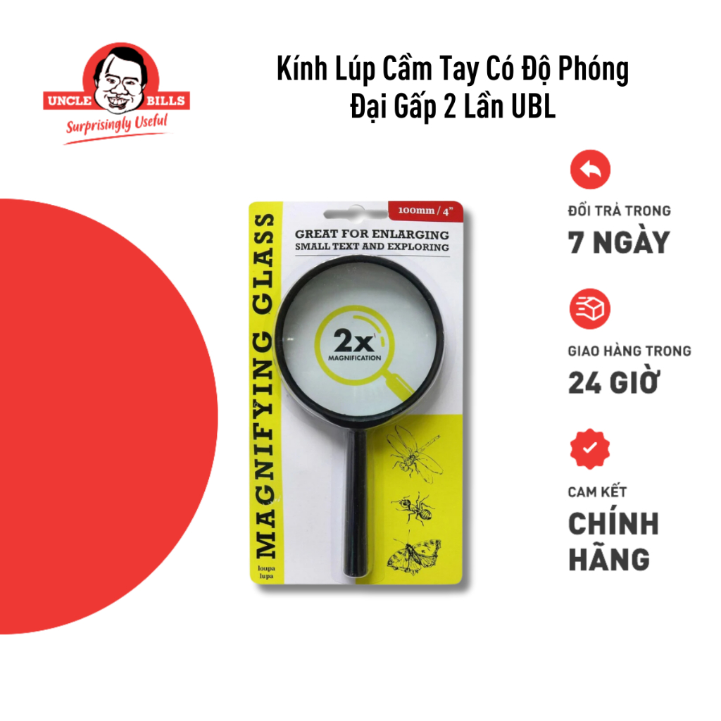 Kính Lúp Cầm Tay 10cm Độ Phóng 2X Uncle Bills SG0016