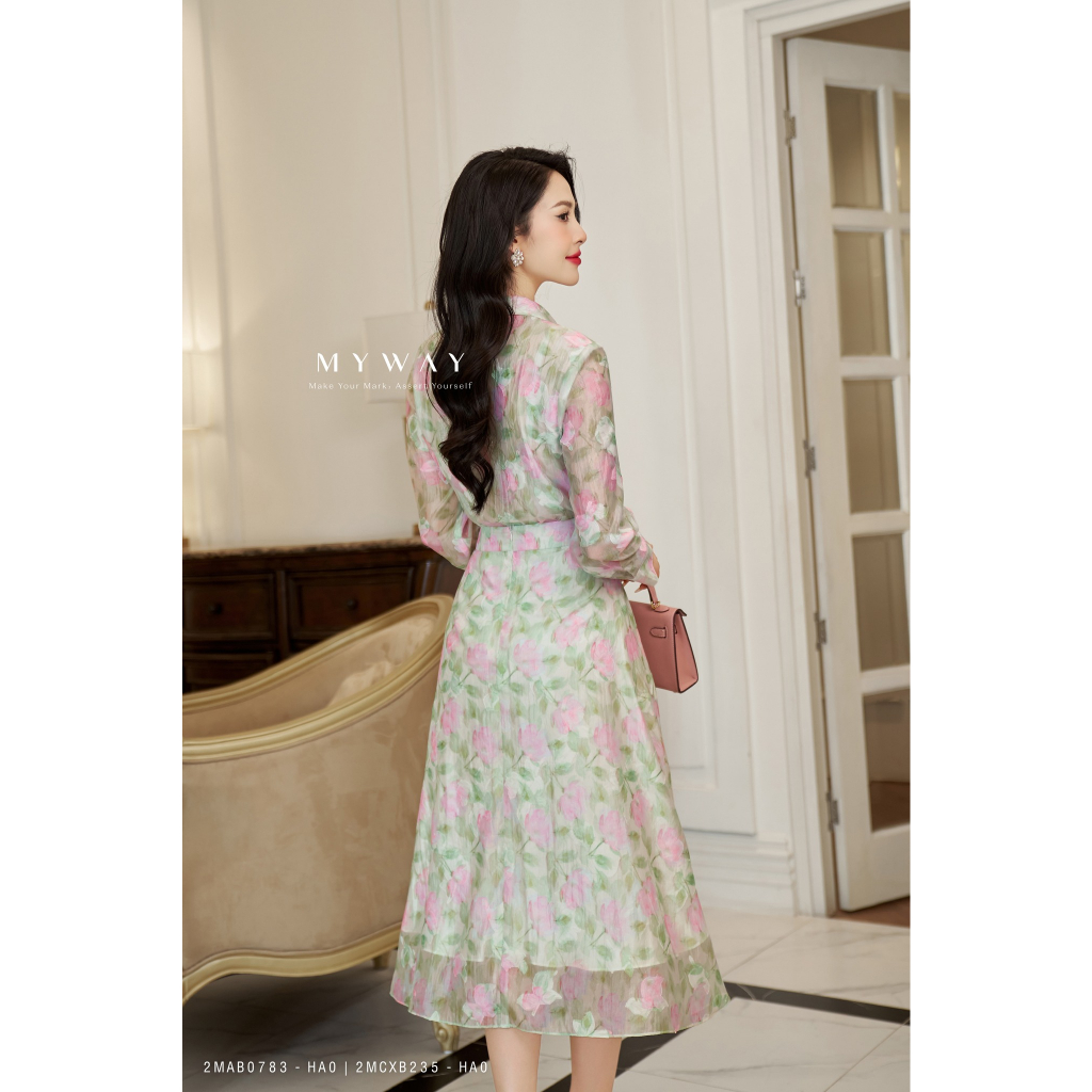 Set Áo Sơ Mi Chân Váy Công Sở In Hoa Voan Nhẹ Nhàng Cao Cấp 2MAB0783 -2MCXB235 HA0