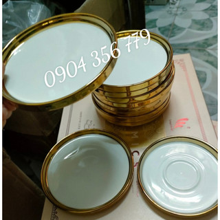 Đĩa sứ viền vàng 11cm/13cm cao cấp