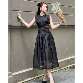 Đầm bigsize sát nách khoét eo xếp li xinh xắn ( Thời trang Vicky G - Anitagreen ) HN0923