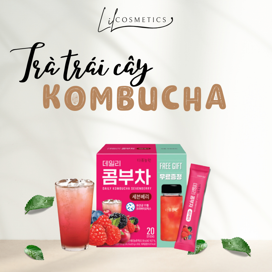(Mua hộp 20 gói tặng Kèm Bình) Trà Trái Cây Hỗ Trợ G.i.ảm C.â.n, Chống L.ão Hóa Danongwon Daily Kombucha Tea