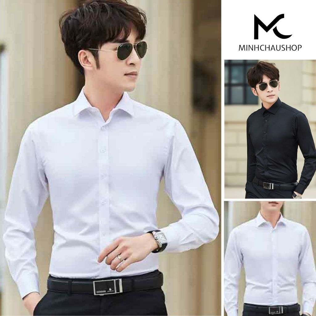 áo sơ mi nam sanminhchau áo sơ mi dáng ôm body tôn dáng chất vải mềm mịn không nhăn trending 2023 ASM 604