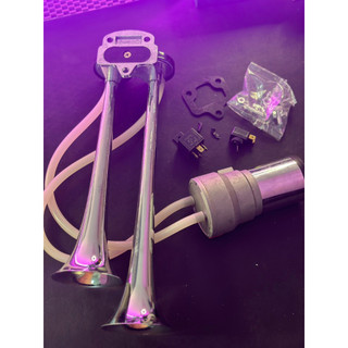 1 bộ Còi ngân hơi sinh hơi 12v 24v + tặng kèm rơ le công tắc và rắc cắm còi