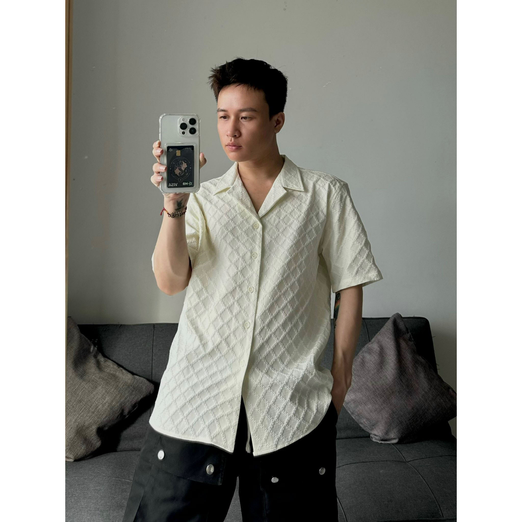 Áo Sơ Mi Họa Tiết Unisex Nam Cuban Shirt - Sweet Cream