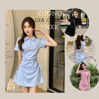 💃 Đầm Polo Body Dây Rút Hông Cộc Tay Dáng Ôm 3 Màu