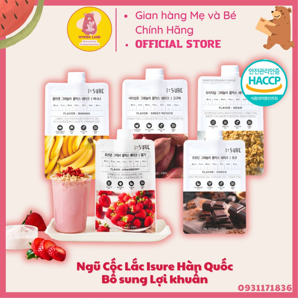 Ngũ Cốc Lắc Giảm Cân I=SURE / ISURE Bổ Sung Lợi Khuẩn, Protein, Collagen Và Chất Xơ Túi 40G