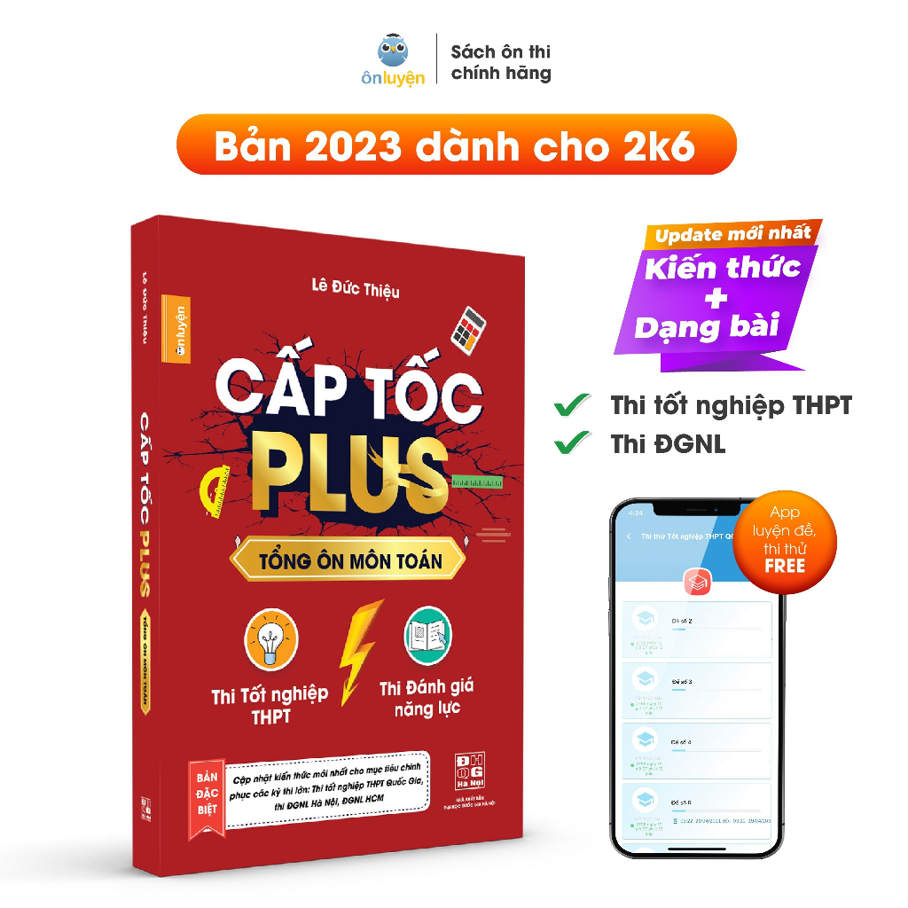 Sách Lớp 12(Khối D)- Combo 2c Cấp tốc Plus môn Toán, Anh và Ebook Văn Plus Lớp 12 dùng ôn thi THPT, ĐGNL HN và HCM