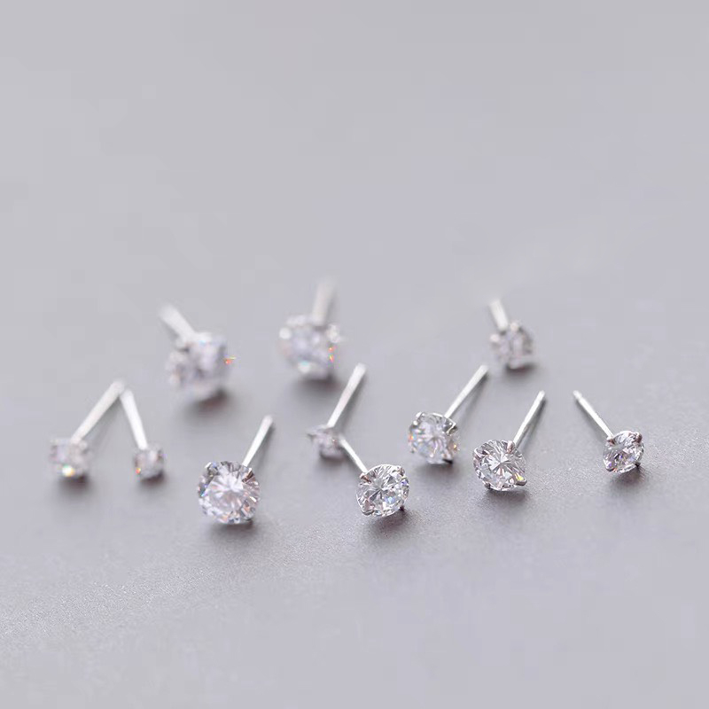 Khuyên tai nụ đá Nabee Jewelry , bông tai bạc nữ lấp lánh cao cấp