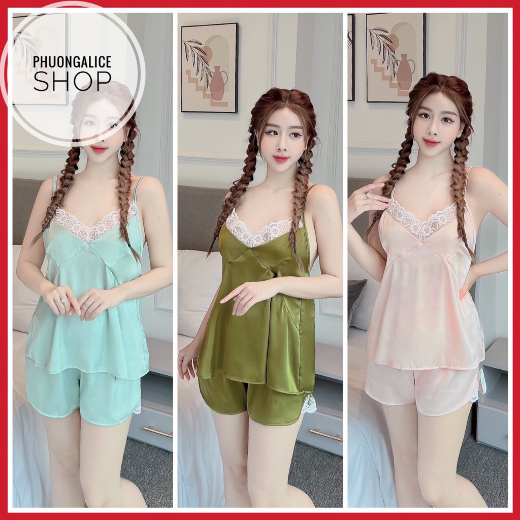 Đồ ngủ sexy nữ, bộ ngủ hai dây mặc nhà chất liệu latin- Phuongaliceshop