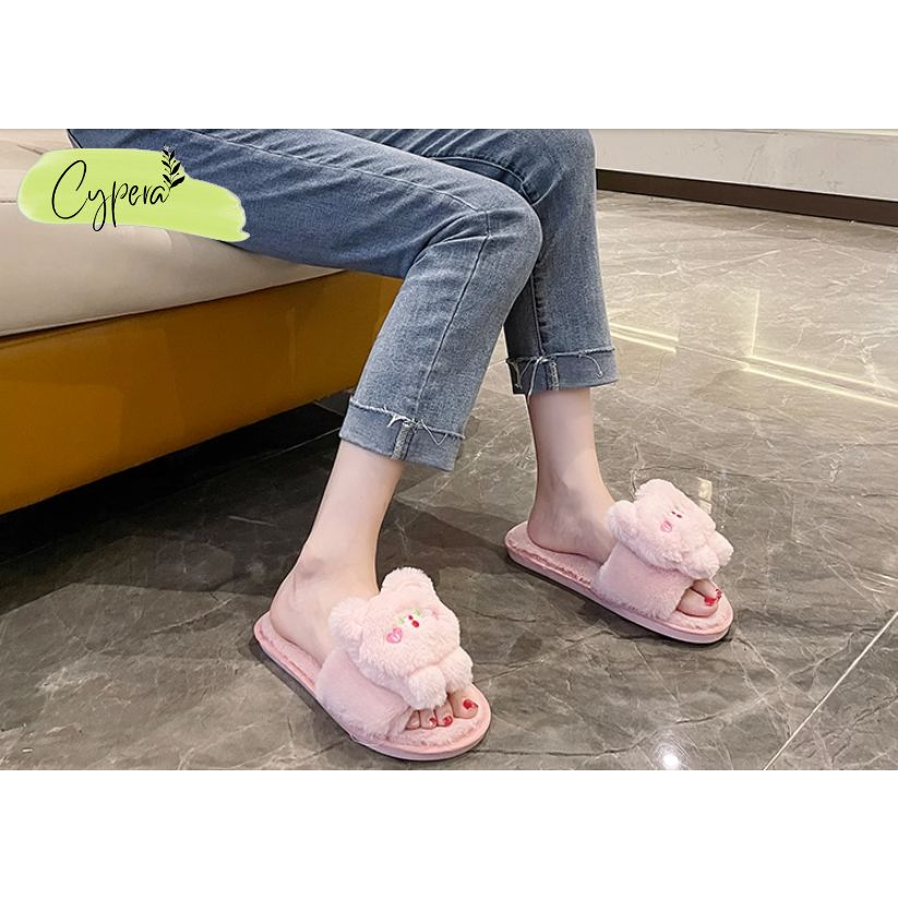 Dép Đi Trong Nhà Chống Trơn Gấu Bear Mắt Tim - D165