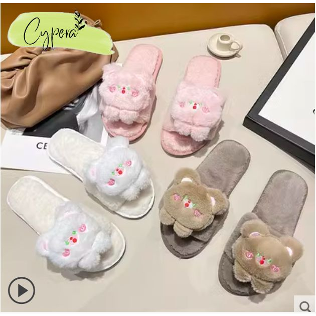 Dép Đi Trong Nhà Chống Trơn Gấu Bear Mắt Tim - D165