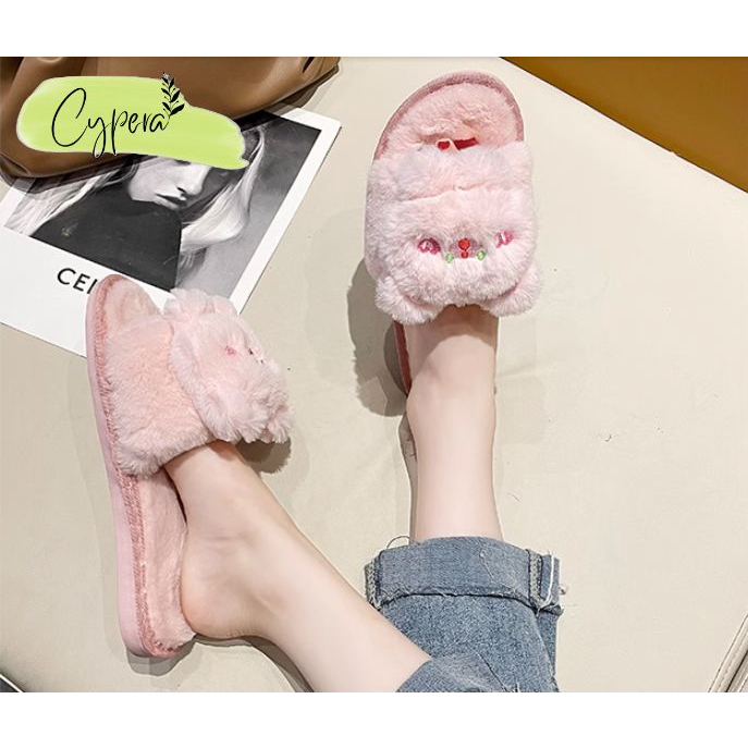 Dép Đi Trong Nhà Chống Trơn Gấu Bear Mắt Tim - D165