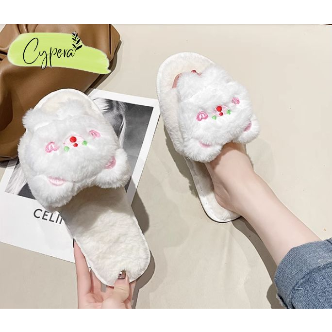 Dép Đi Trong Nhà Chống Trơn Gấu Bear Mắt Tim - D165