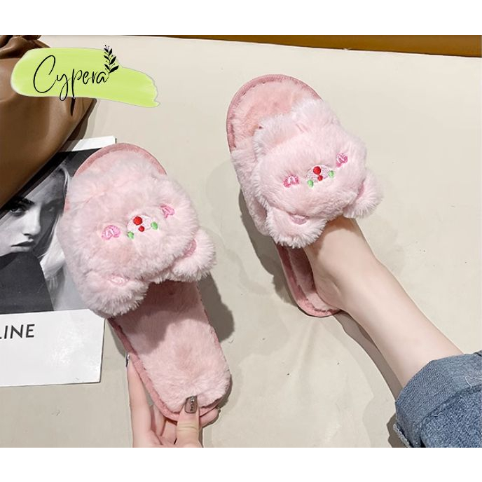 Dép Đi Trong Nhà Chống Trơn Gấu Bear Mắt Tim - D165