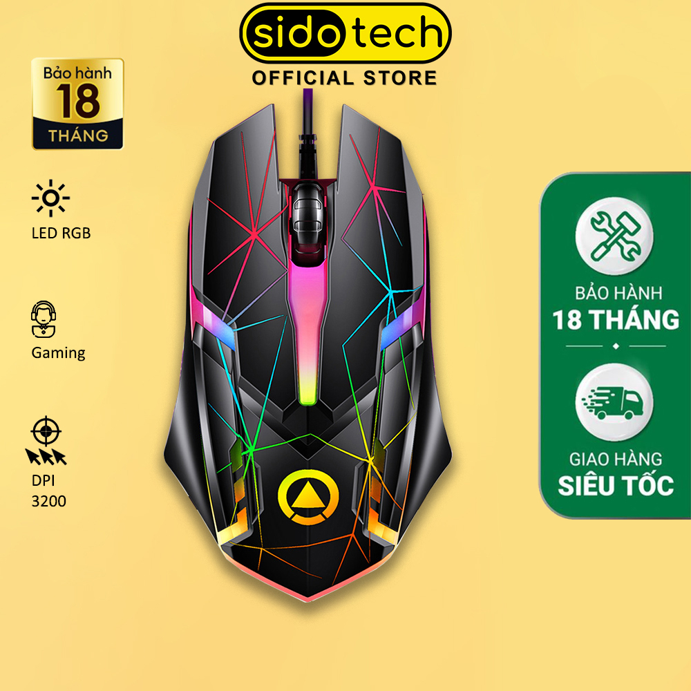 Chuột máy tính chơi game SIDOTECH G6 Pro phiên bản gaming chuyên dụng LED RGB / Cảm biến quang - Hàng Chính Hãng