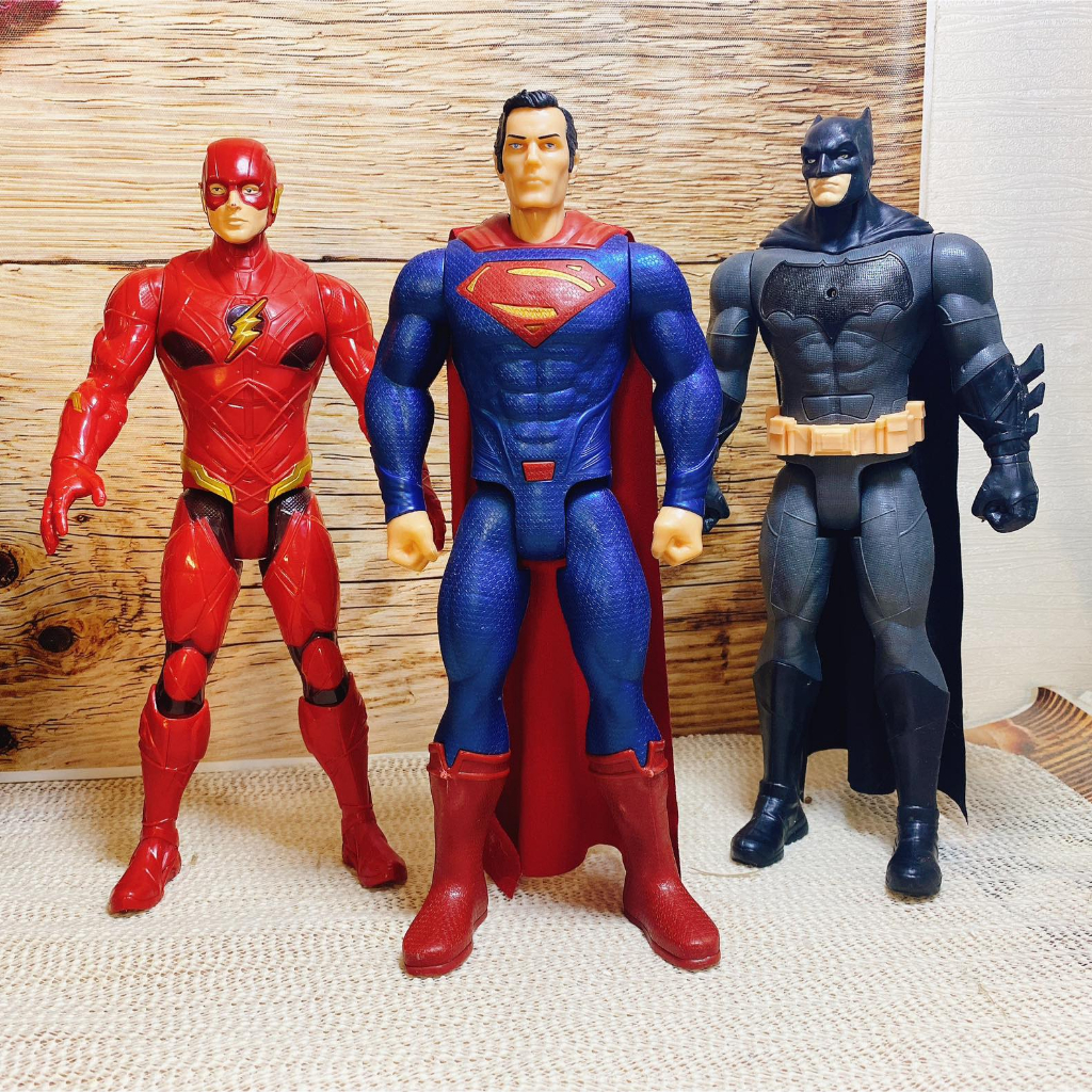 Đồ chơi mô hình siêu anh hùng DC Batman Superman The Flash Aquaman 30cm nhựa đặc có nhạc phát sáng và cử động khớp