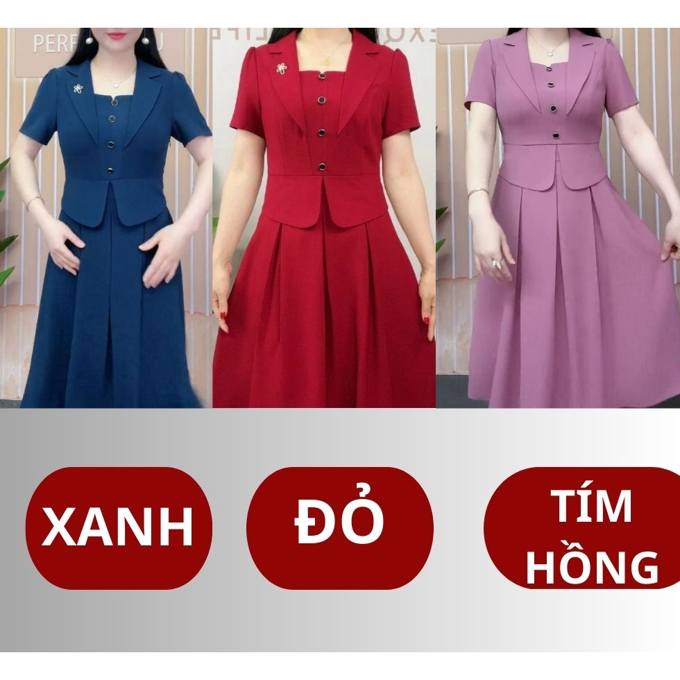 Đầm trung niên,Váy trung niên SM78 chất lụa mango cao cấp full size 40-80 Kg