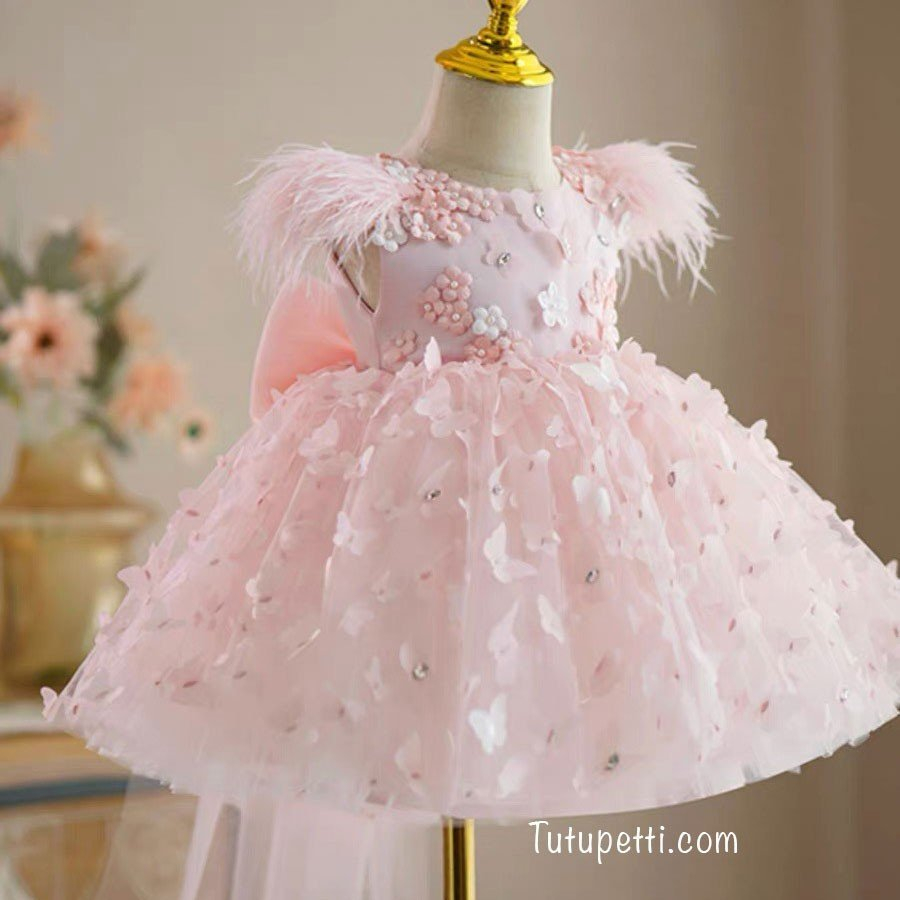Đầm váy công chúa cho bé gái Tutupetti chất voan thiết kế hoa dễ thương