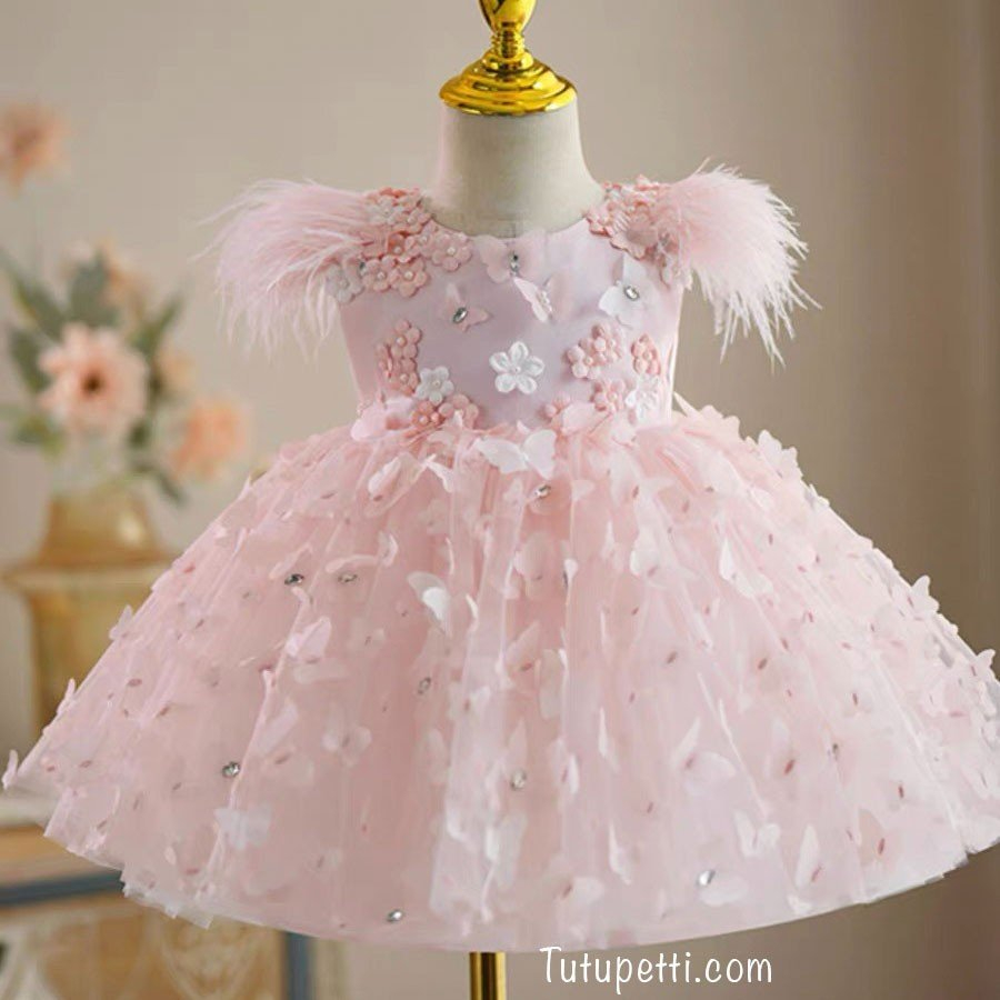 Đầm váy công chúa cho bé gái Tutupetti chất voan thiết kế hoa dễ thương