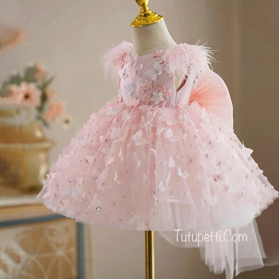 Đầm váy công chúa cho bé gái Tutupetti chất voan thiết kế hoa dễ thương