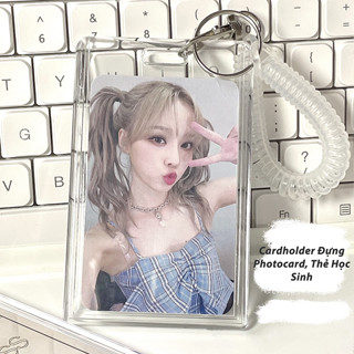 Dây Đeo Thẻ Lò Xo Móc Khóa Card Holder Photocard Kpop, Thẻ Sinh Viên Căn Cước Nhựa Cứng Pha Lê
