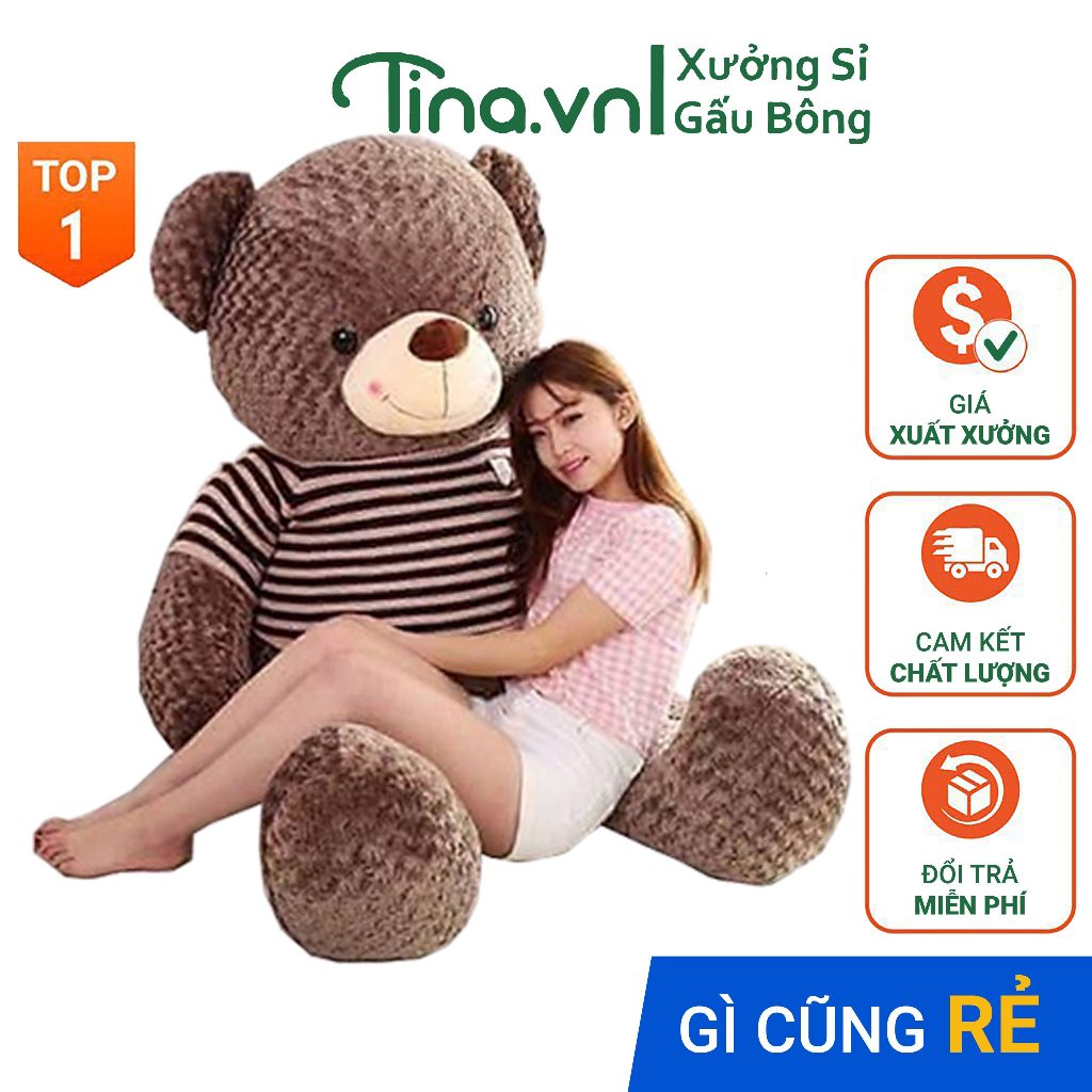 Gấu bông Teddy 1m8 to ❤️𝑯𝒂̀𝒏𝒈 𝑪𝒂𝒐 𝑪𝒂̂́𝒑❤️, gối ôm hình thú nhồi bông siêu to khổng lồ Tina.vn