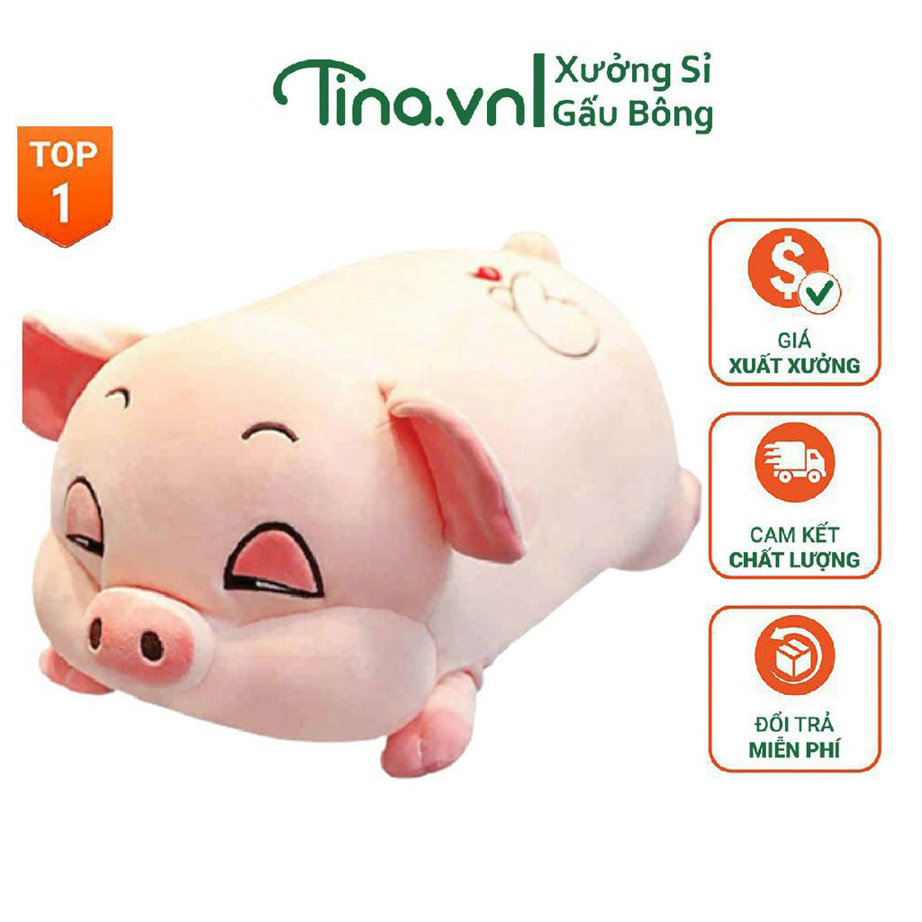 Gấu Bông Gối Ôm Heo Buồn Ngủ Heo Mắt Híp Béo Ú Đáng Yêu Ngộ Nghĩnh Co Dãn 4 Chiều Tina.vn size 45 cm